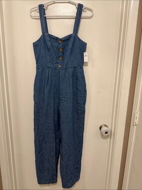 NWT Sleeveless Old Navy Denim Button-Front Jumpsuit in Classic Blue
